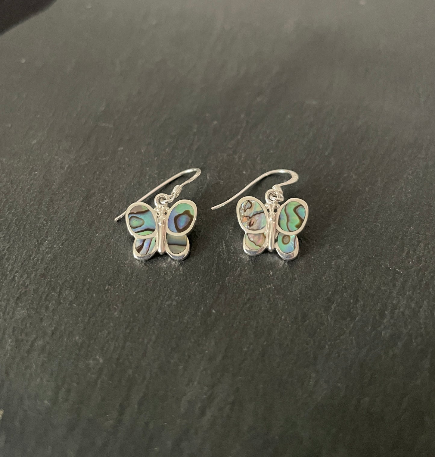 Paua Shell and Silver Butterfly Earrings image 1