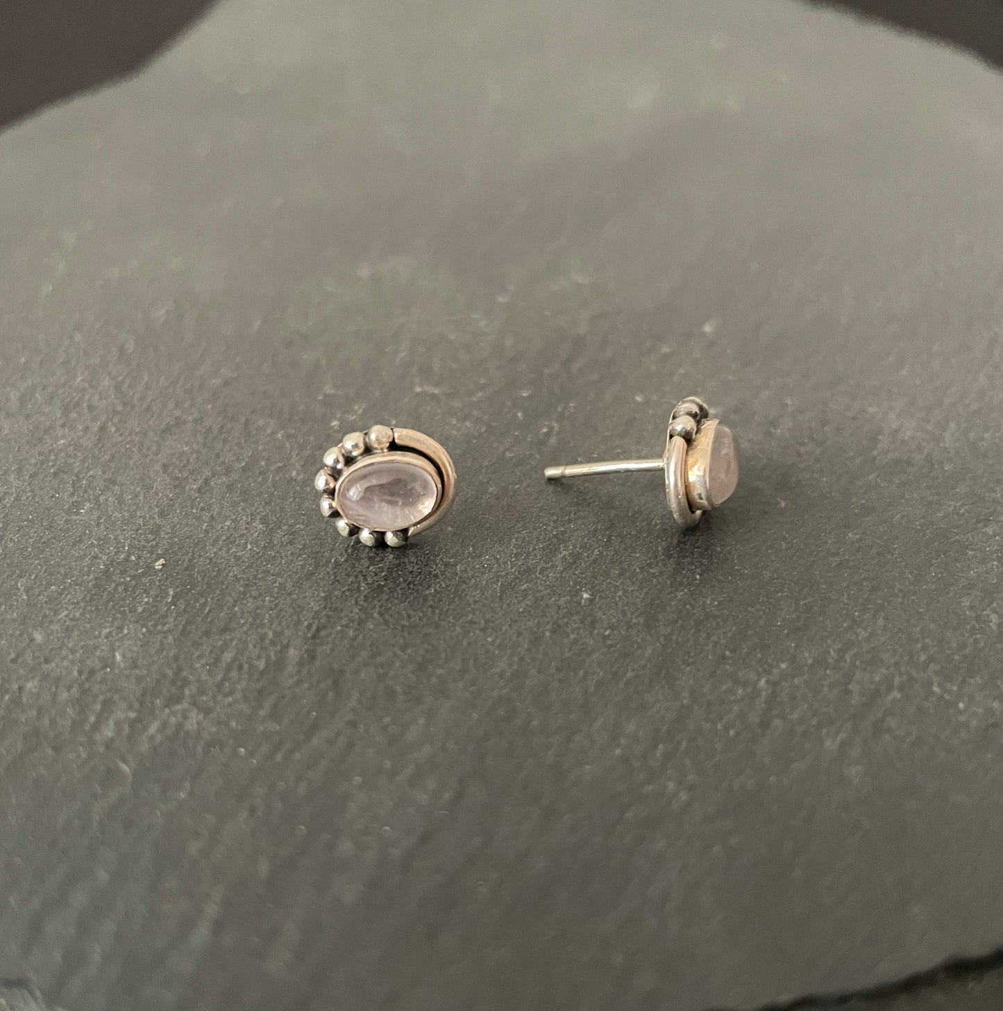 Oval Rose Quartz Studs image 1