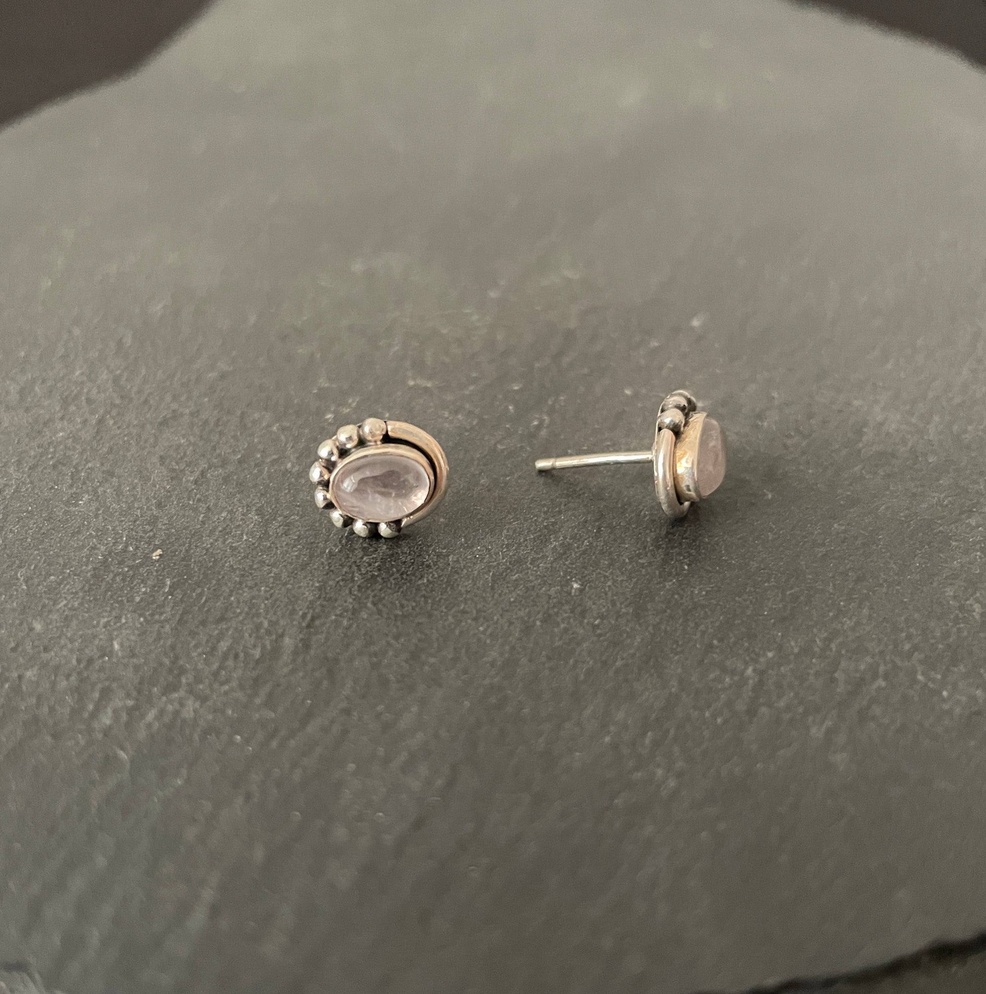Oval Rose Quartz Studs image 1