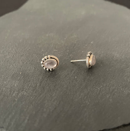 Oval Rose Quartz Studs image 1