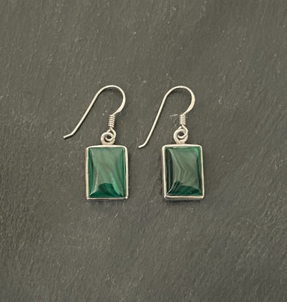 Malachite Rectangle Earrings image 0