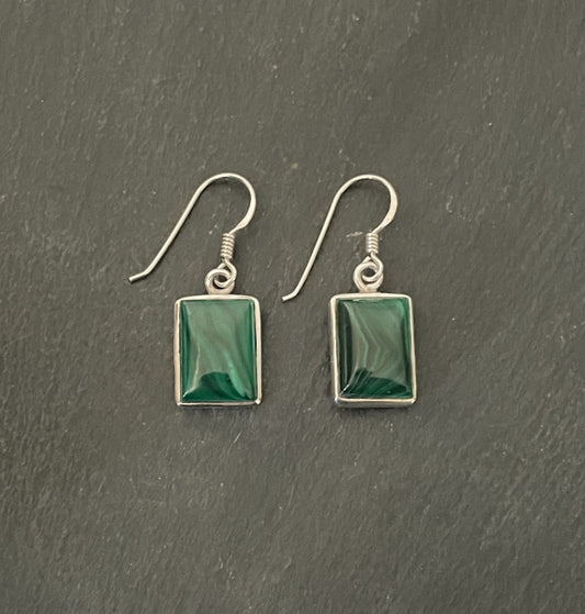 Malachite Rectangle Earrings image 0