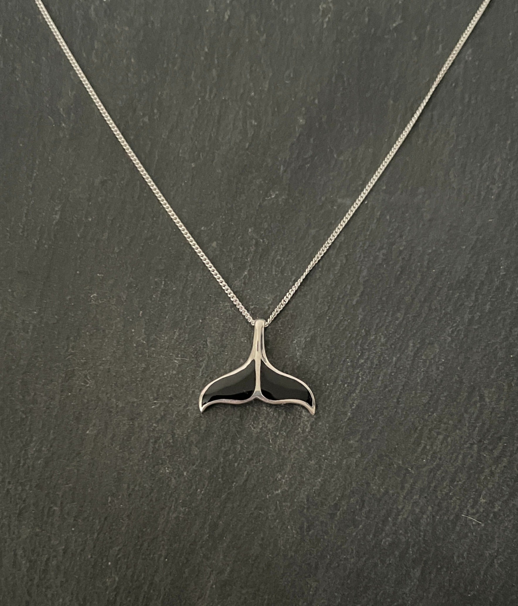 Black Onyx Whale Tail Pendant image 0