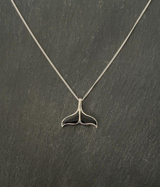 Black Onyx Whale Tail Pendant image 0