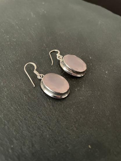 Rose Quartz Oval Earrings image 1