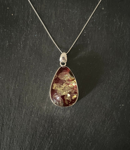 Red Amber and Silver Pendant image 0