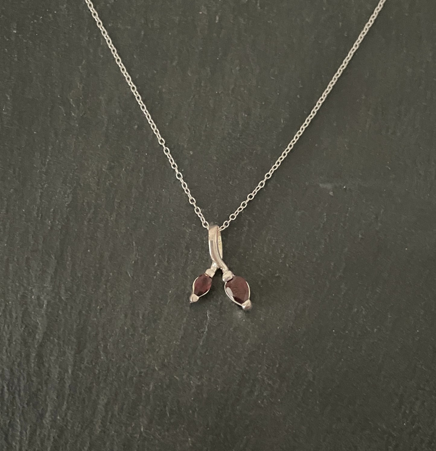 Two Stone Garnet and Silver Pendant image 0