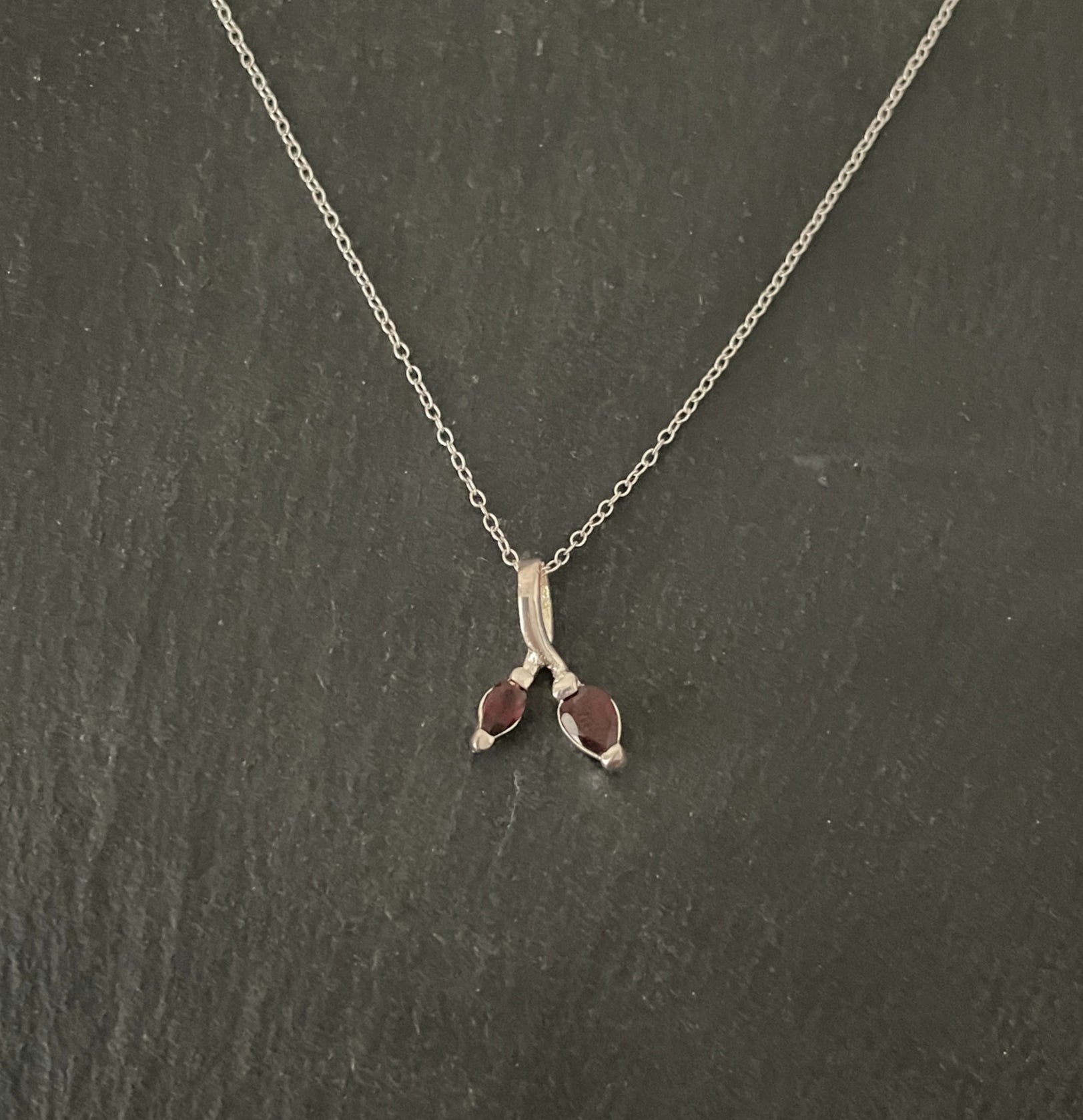 Two Stone Garnet and Silver Pendant image 0