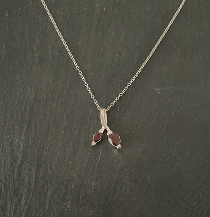 Two Stone Garnet and Silver Pendant image 0