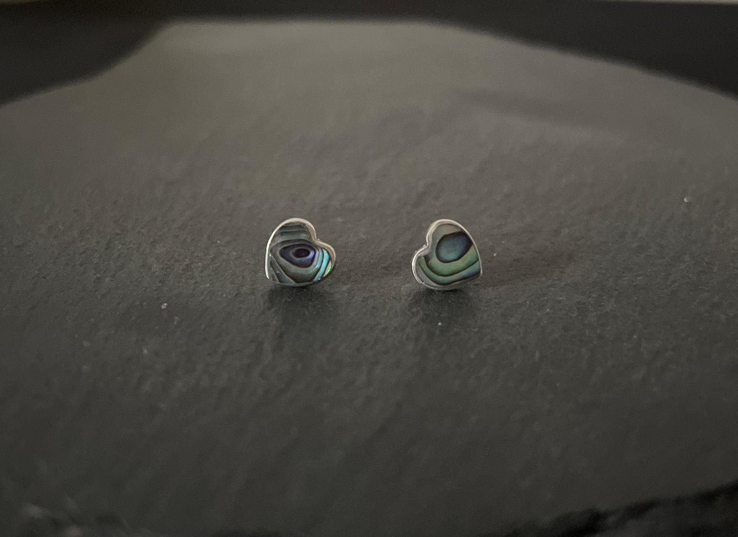 Paua Shell and Silver Heart Studs image 0
