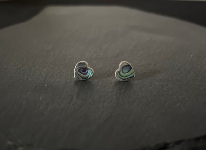 Paua Shell and Silver Heart Studs image 0