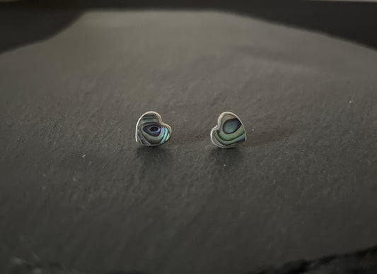Paua Shell and Silver Heart Studs image 0