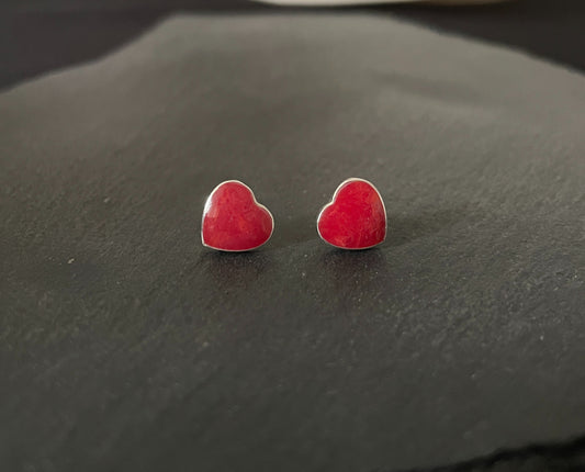 Coral Heart Stud Earrings image 0