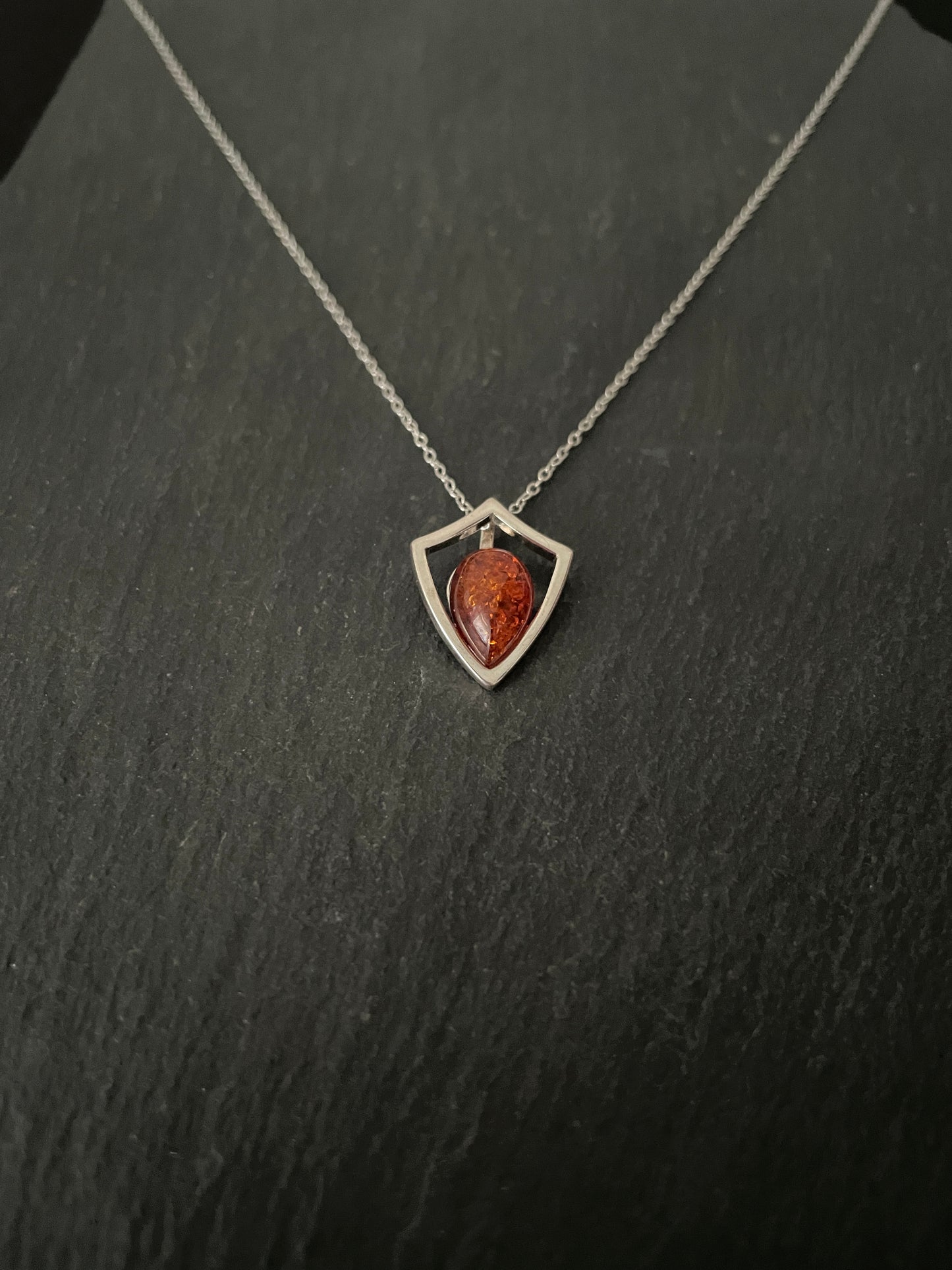 Amber and Silver pendant image 1