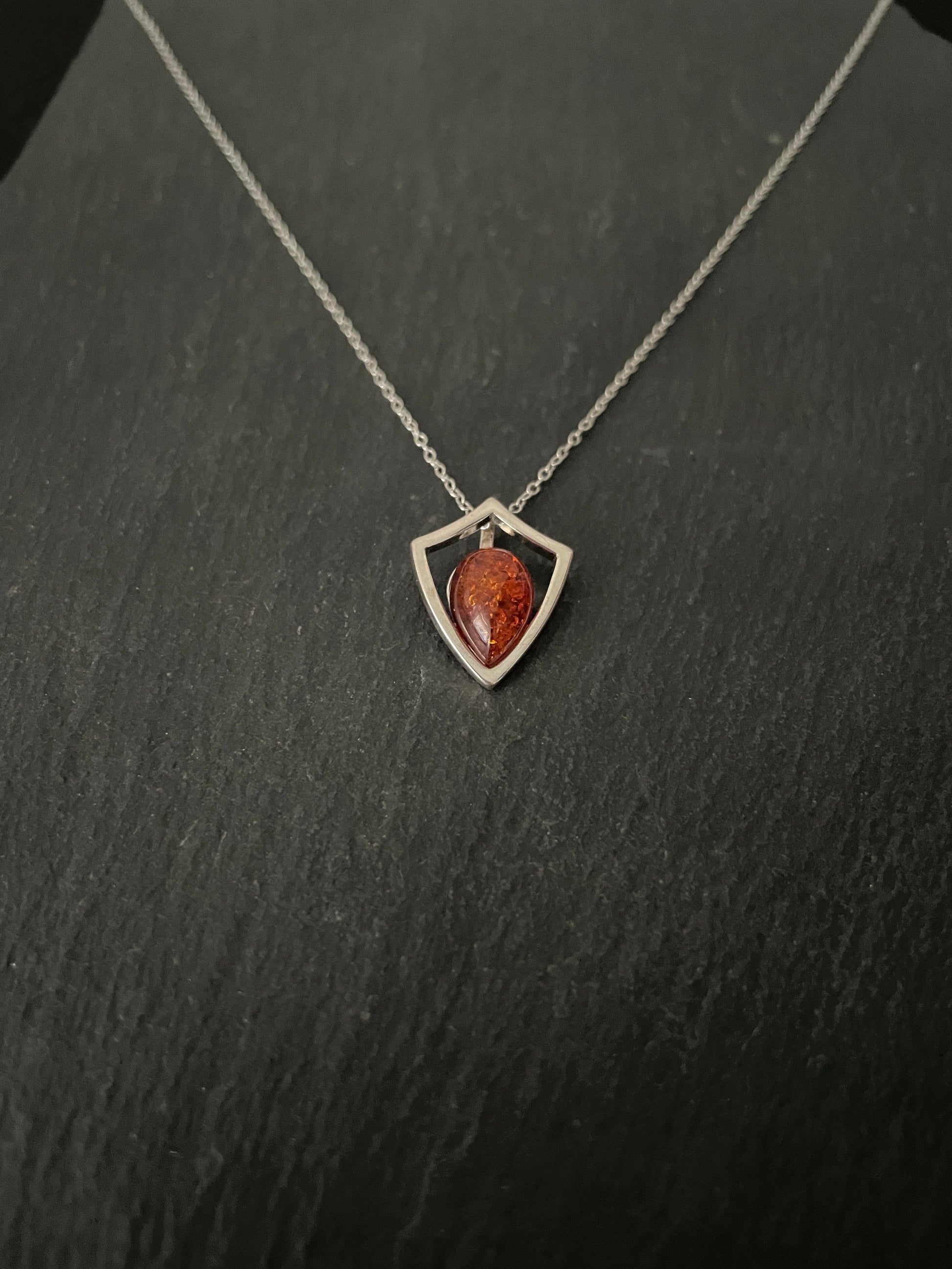 Amber and Silver pendant image 1