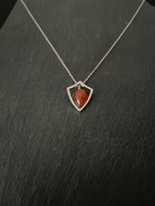 Amber and Silver pendant image 1