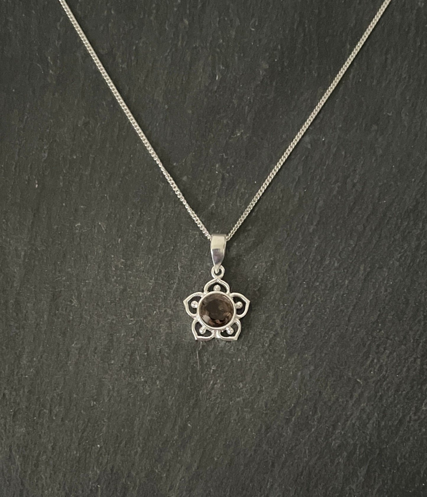 Smokey Quartz Flower Pendant image 0