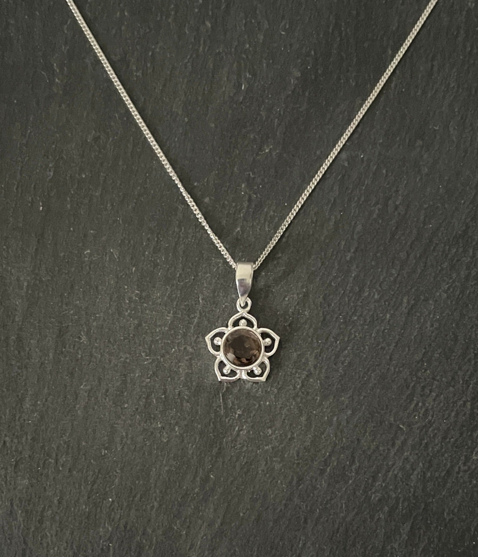Smokey Quartz Flower Pendant image 0