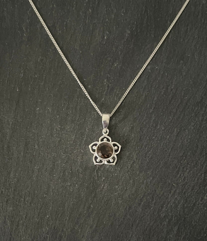Smokey Quartz Flower Pendant image 0