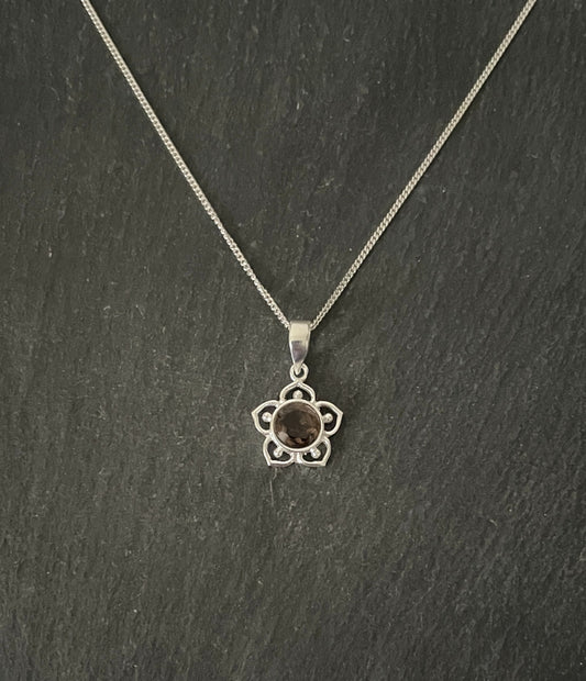 Smokey Quartz Flower Pendant image 0