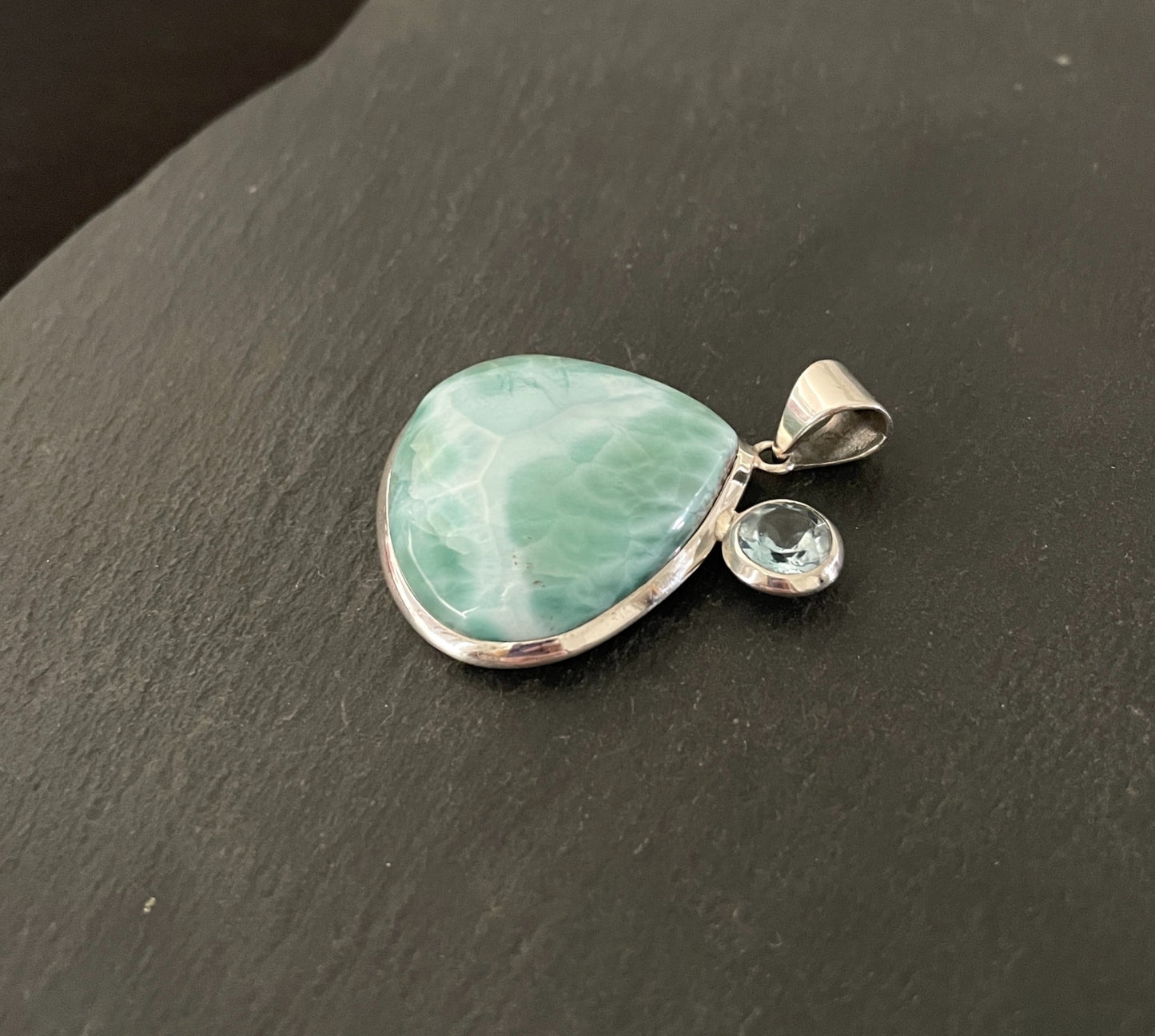 Larimar and Blue Topaz Teardrop Pendant image 2