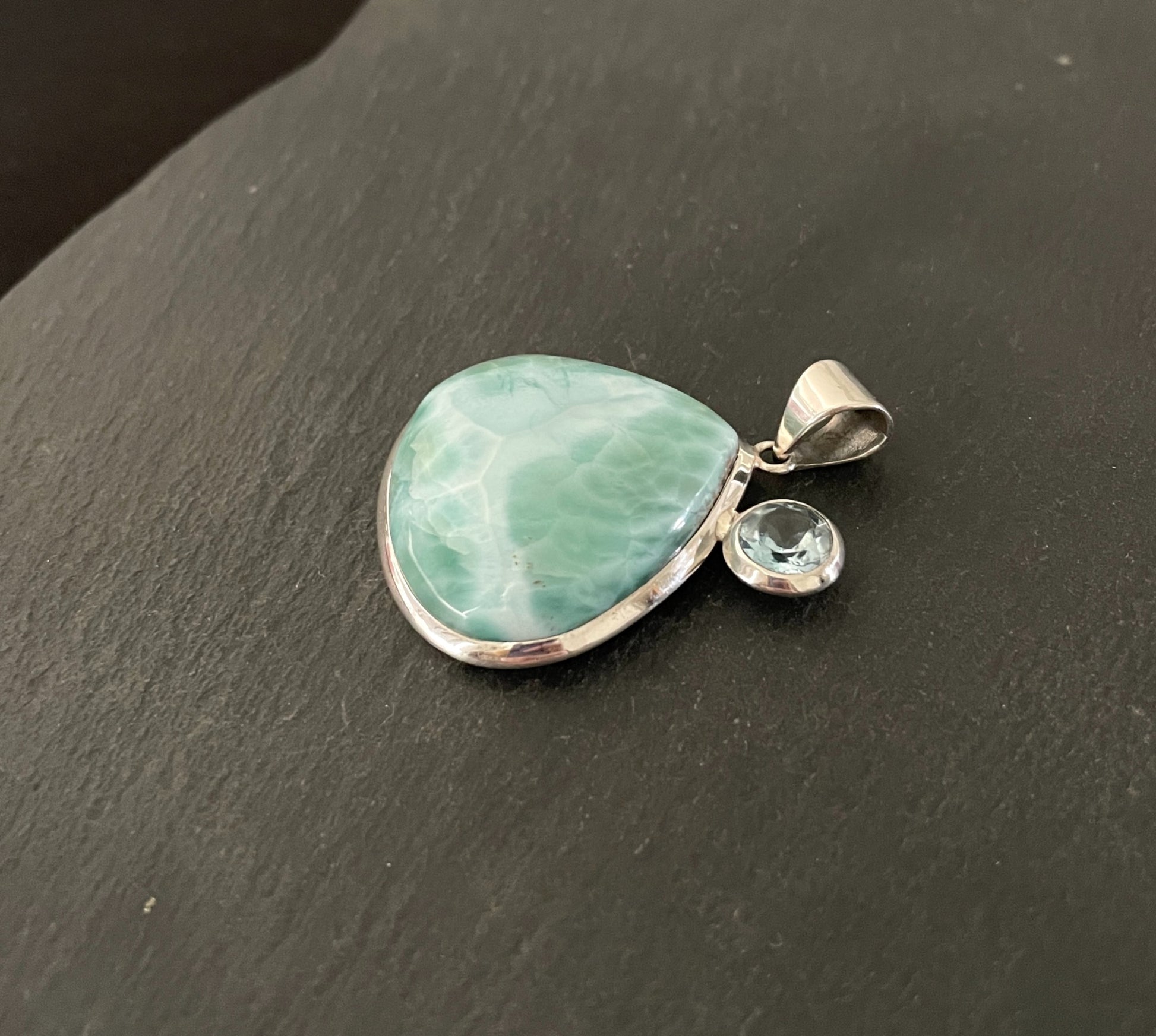 Larimar and Blue Topaz Teardrop Pendant image 2
