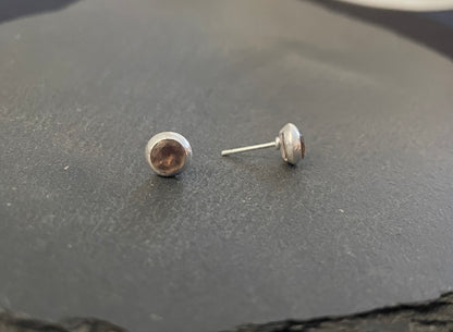 Round Smokey Quartz Stud Earrings image 1