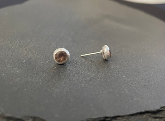 Round Smokey Quartz Stud Earrings image 1