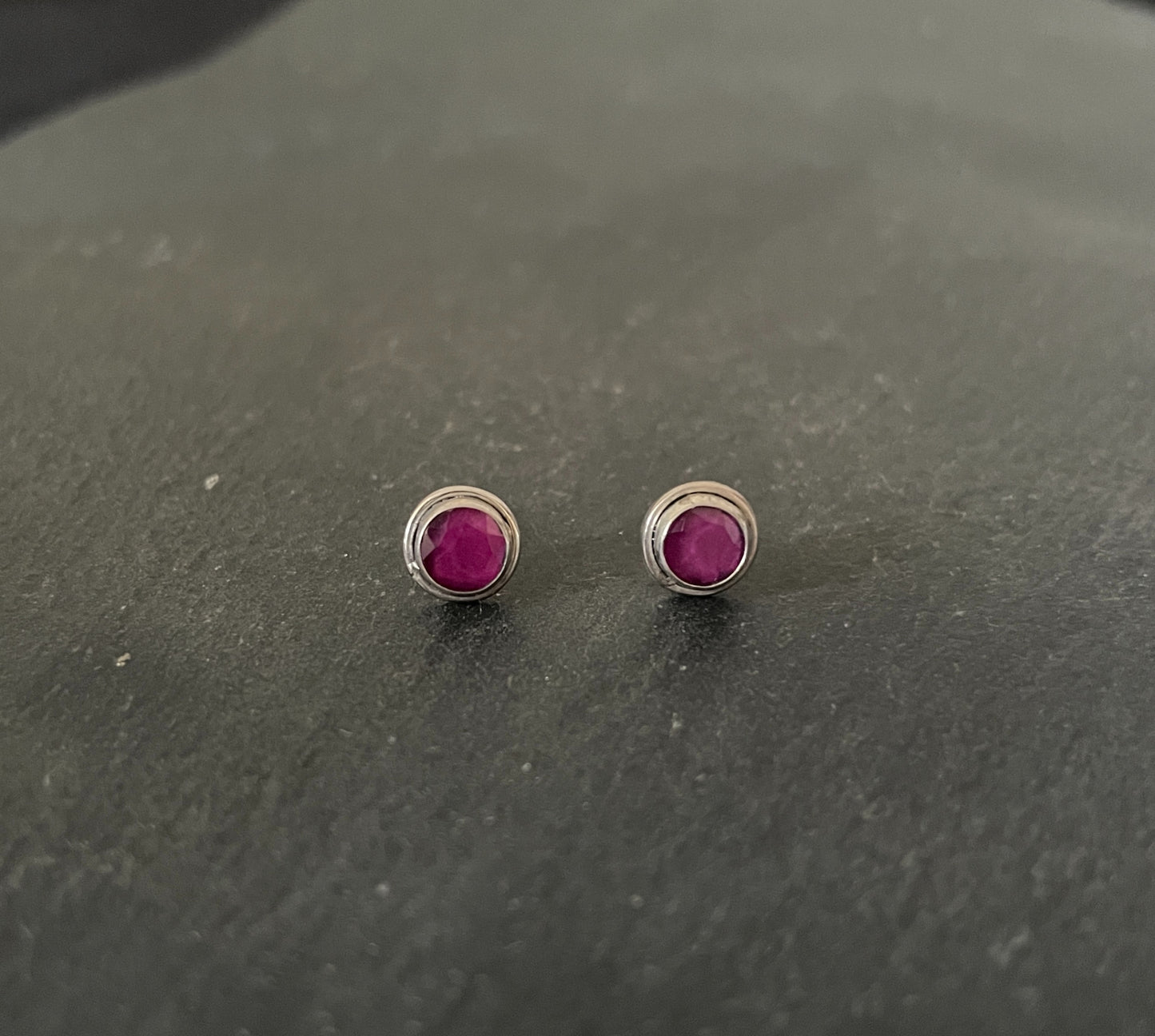 Round Ruby Stud Earrings image 0