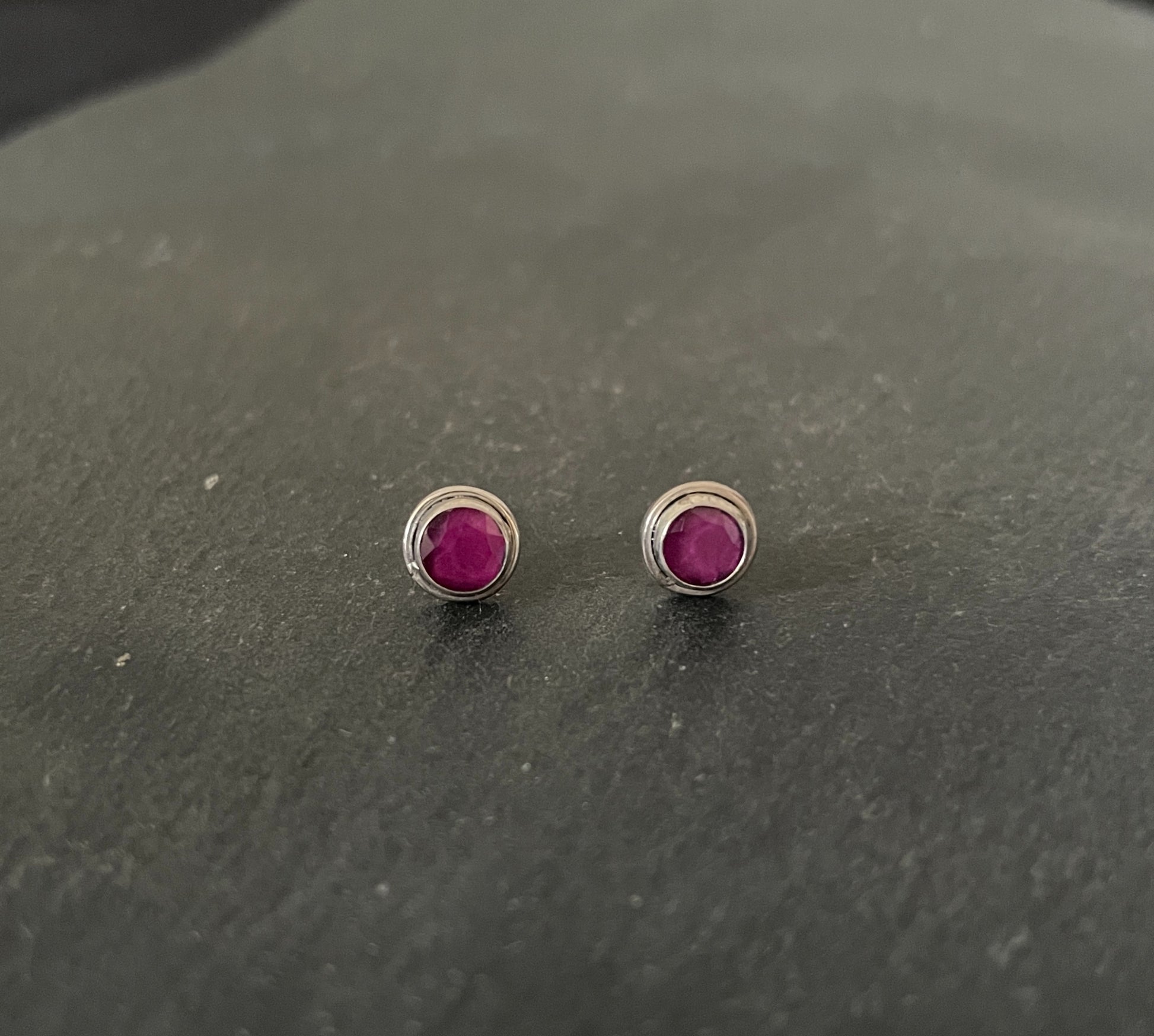 Round Ruby Stud Earrings image 0