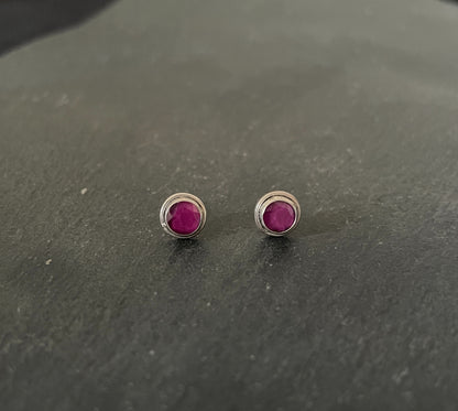 Round Ruby Stud Earrings image 0