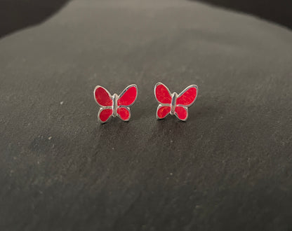 Coral Butterfly Stud Earrings image 0