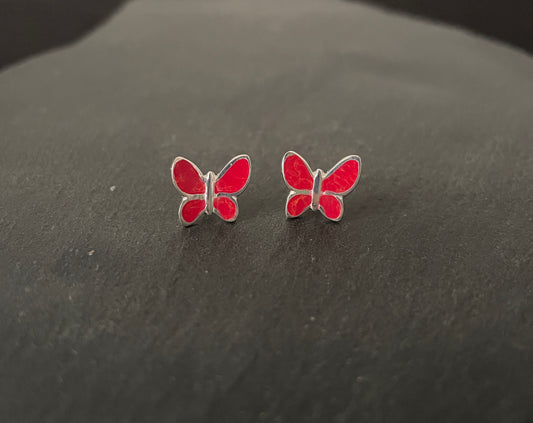 Coral Butterfly Stud Earrings image 0
