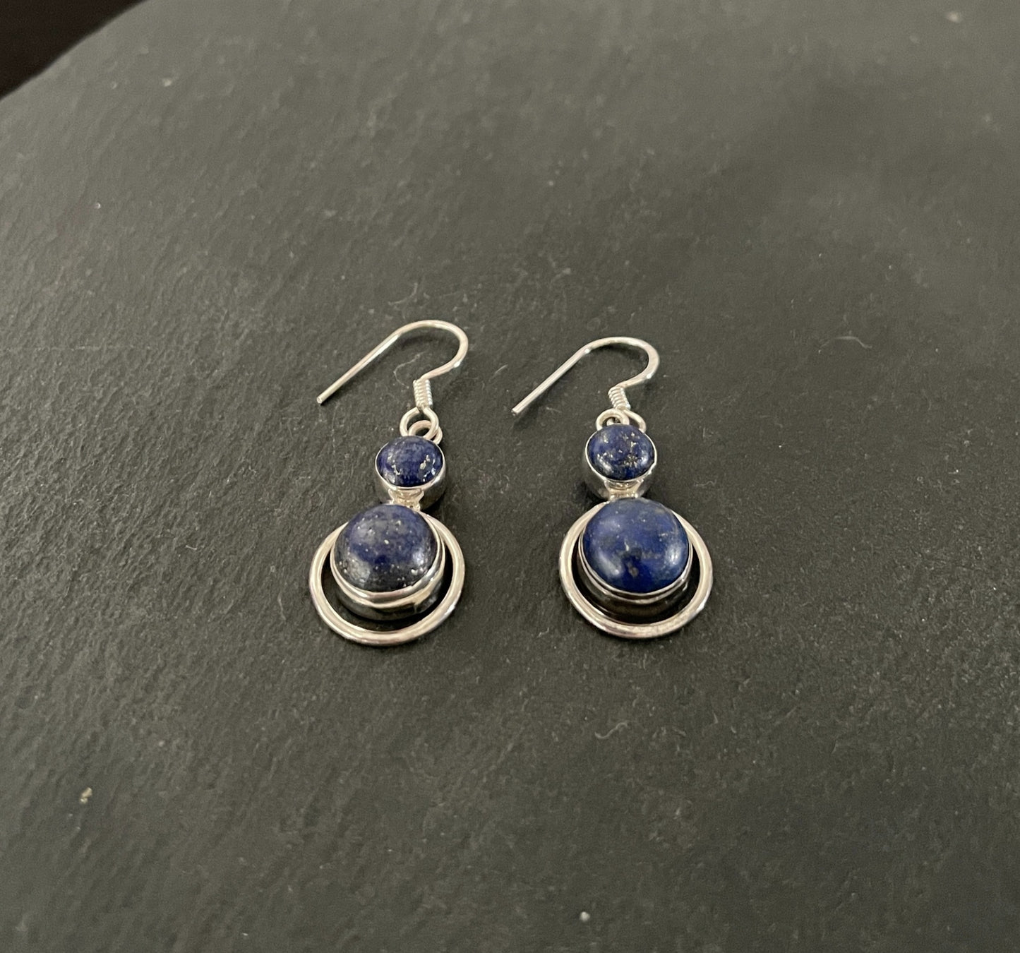 Lapis Lazuli Round Drop Earrings image 1