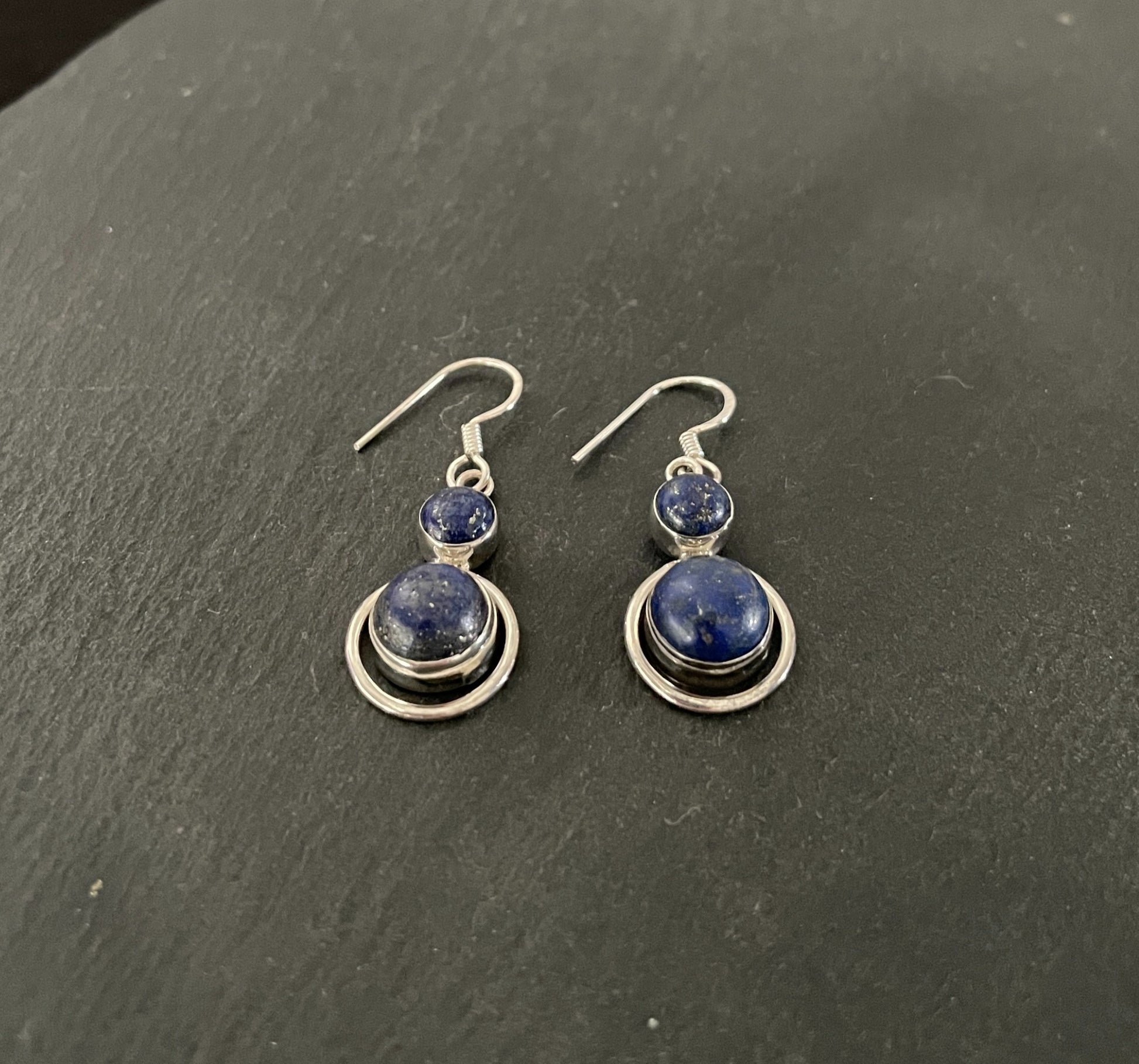 Lapis Lazuli Round Drop Earrings image 1