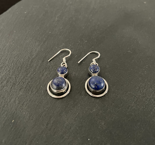 Lapis Lazuli Round Drop Earrings image 1