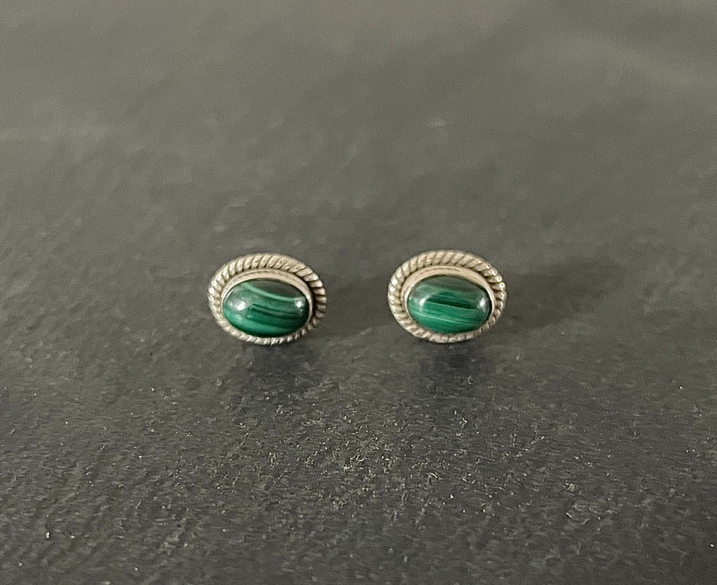 Oval Malachite Stud Earrings image 0