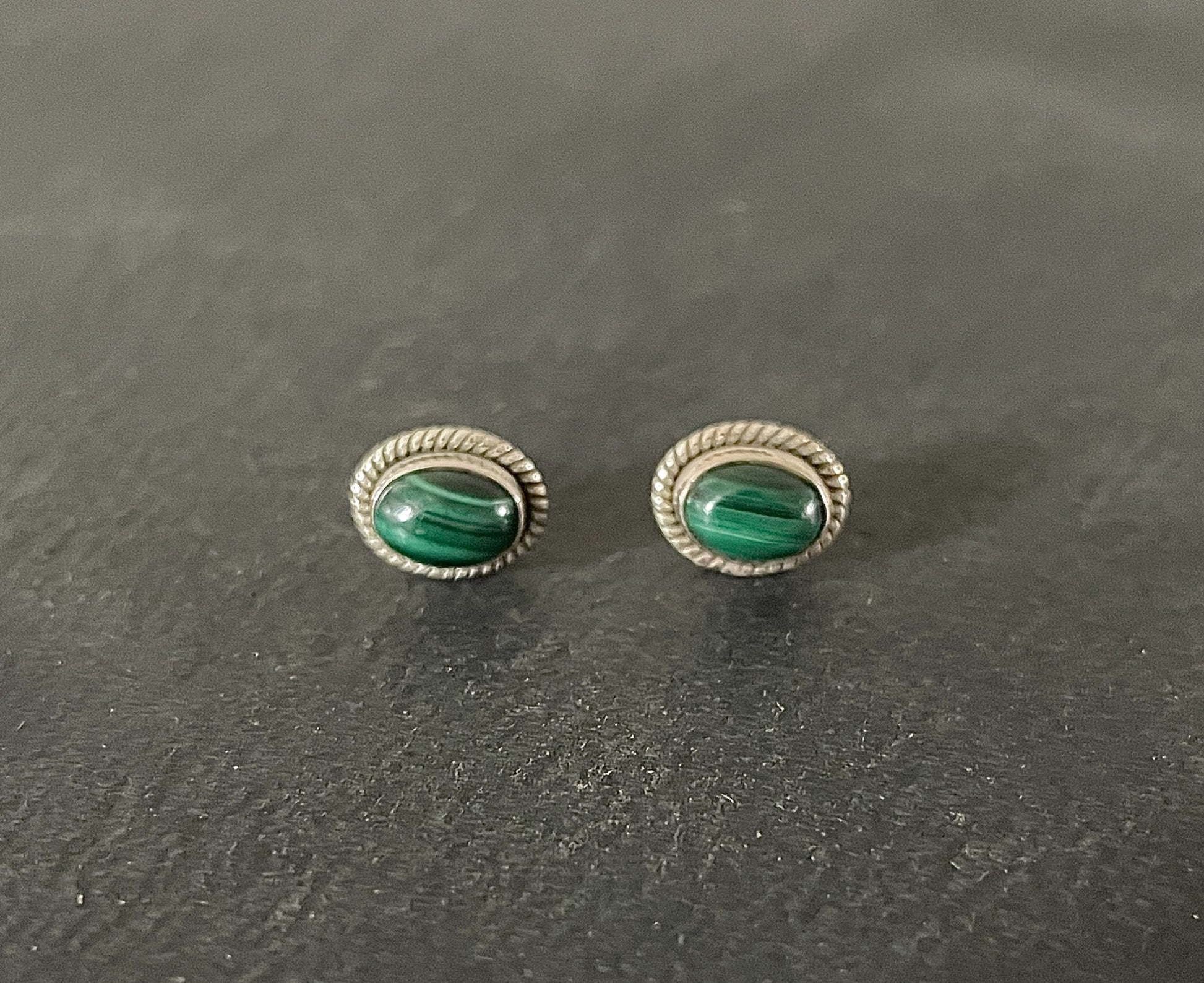 Oval Malachite Stud Earrings image 0