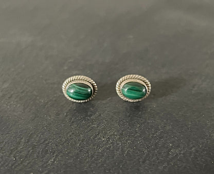 Oval Malachite Stud Earrings image 0