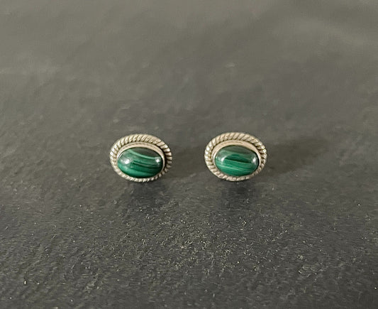 Oval Malachite Stud Earrings image 0