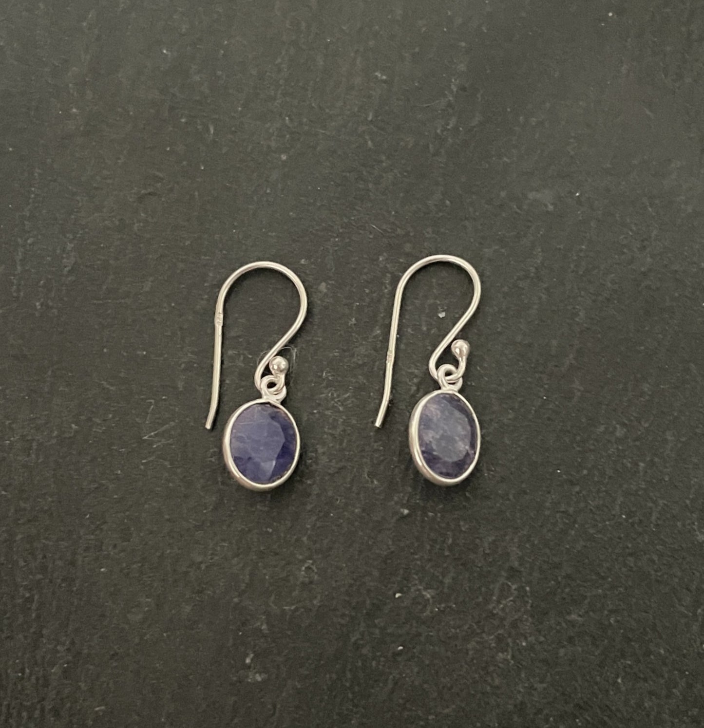 Oval Sapphire and Silver Earrings image 0