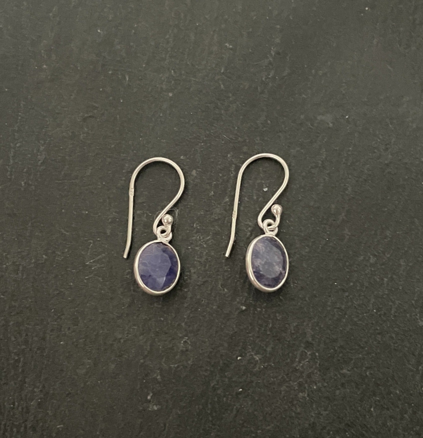 Oval Sapphire and Silver Earrings image 0