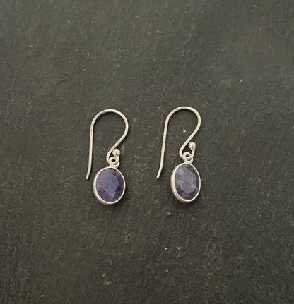 Oval Sapphire and Silver Earrings image 0