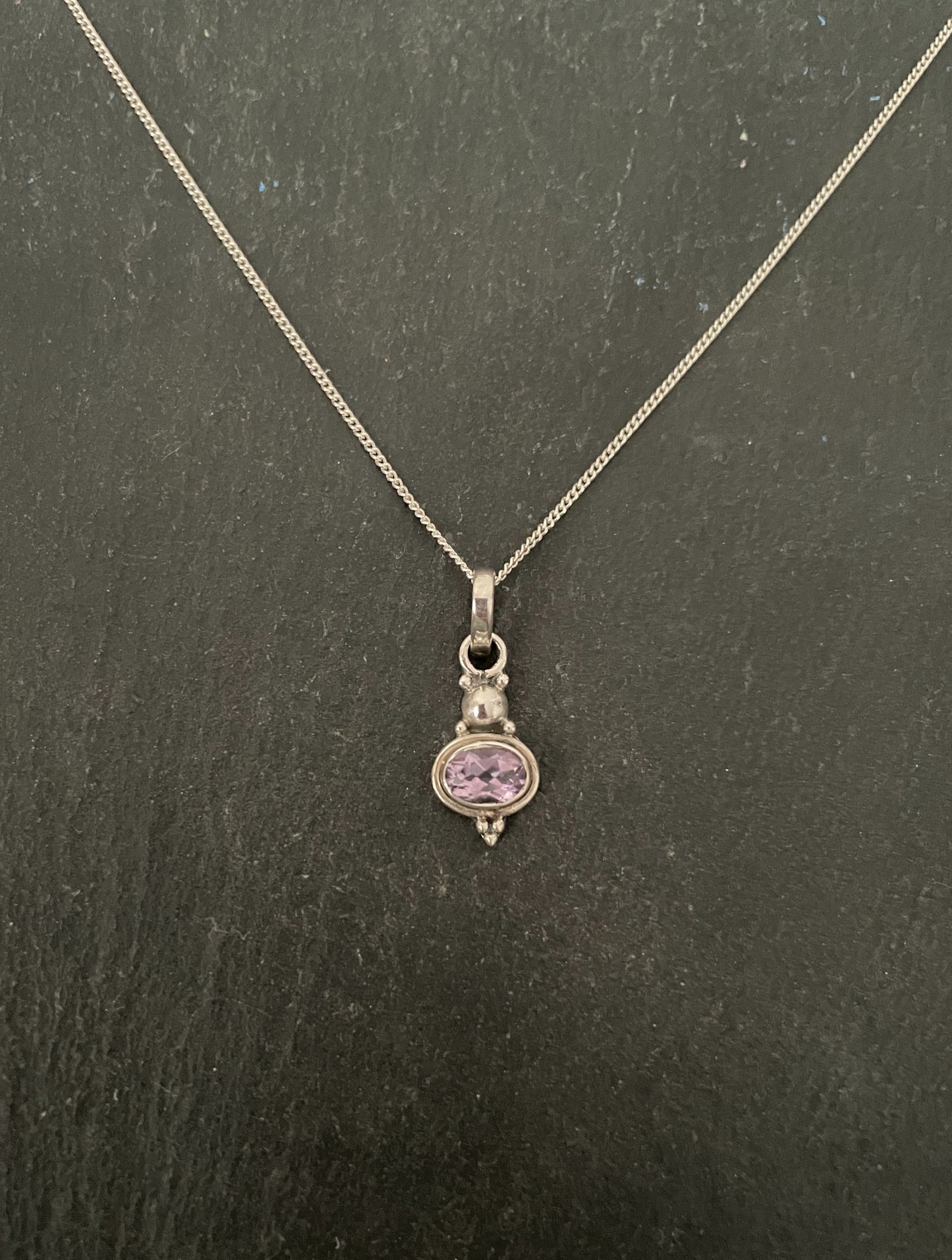 Amethyst and Silver Oval Pendant image 0