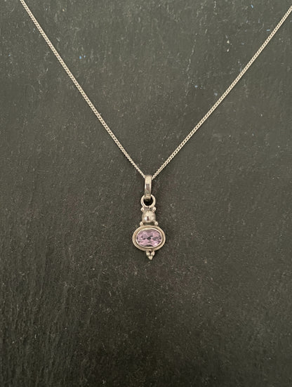 Amethyst and Silver Oval Pendant image 0