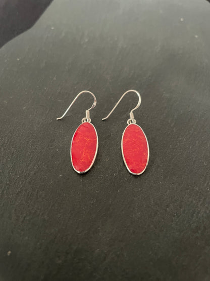 Oval Coral Drop Earrings image 1