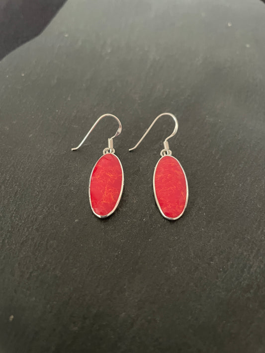 Oval Coral Drop Earrings image 1
