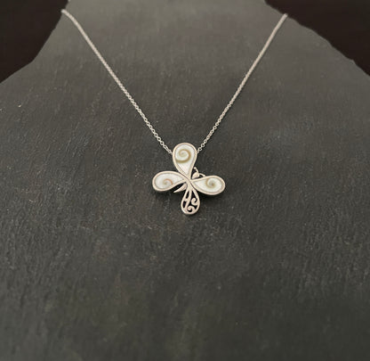 Shiva Shell and Silver Butterfly Pendant image 1