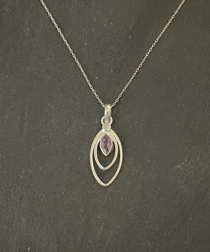 Amethyst and Silver Kite Pendant image 0