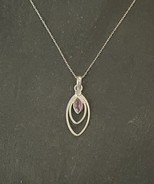 Amethyst and Silver Kite Pendant image 0
